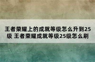 王者荣耀上的成就等级怎么升到25级 王者荣耀成就等级25级怎么刷